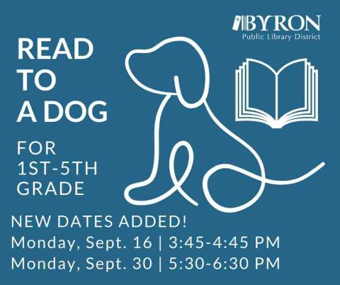 Graphic of a dog & books