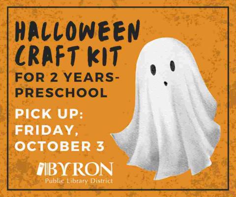 Graphic of ghost with kit pick up date.