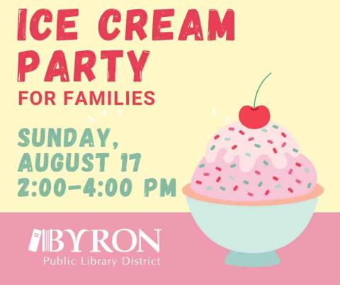 Graphic of ice cream with event date.