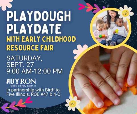 Photo of young children & playdough with program dates.