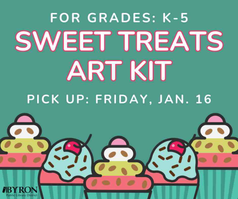 Graphic of cupcakes with kit pick up date.