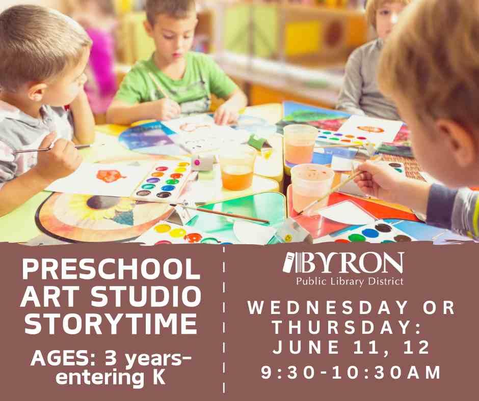 Photo of children making art with program dates.