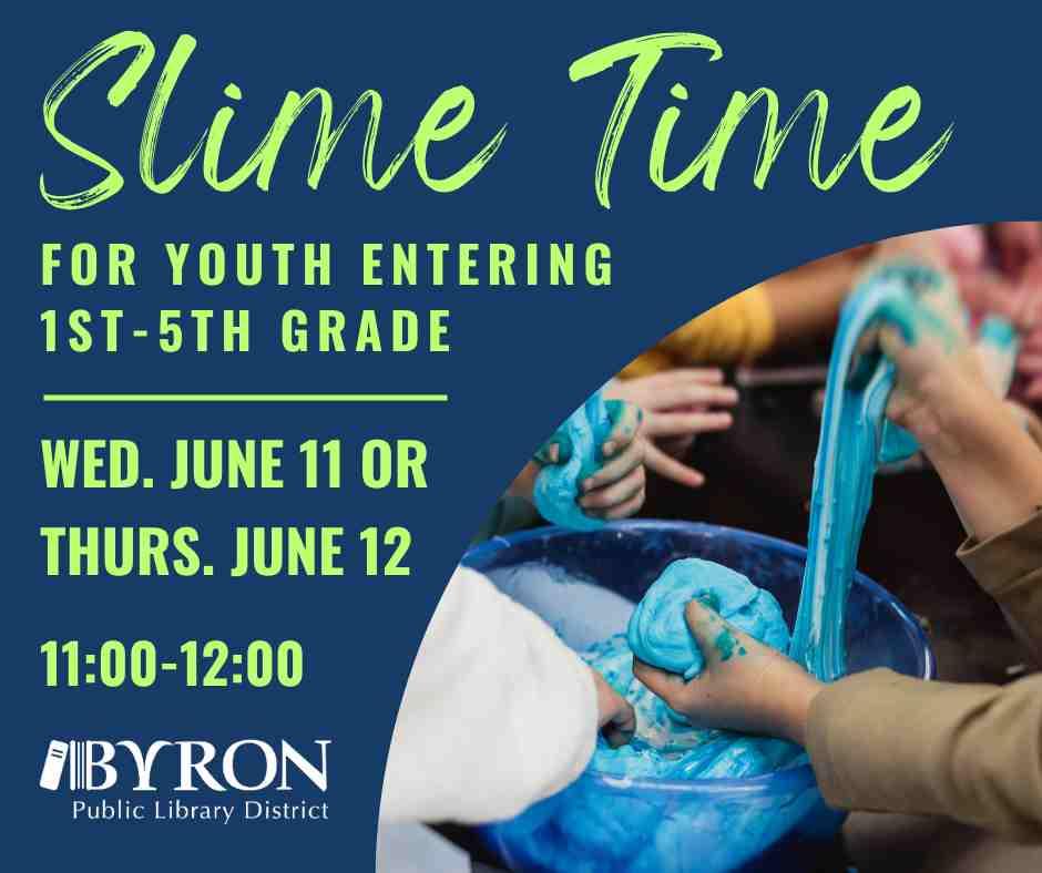 Photo of slime with program dates.