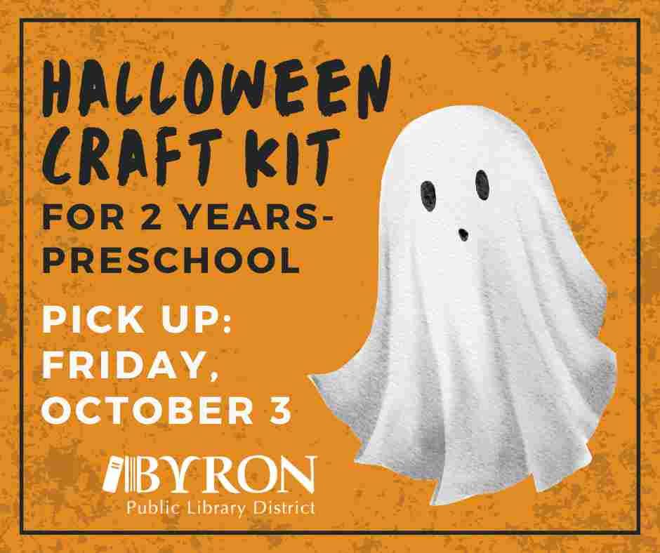 Graphic of ghost with kit pick up date.