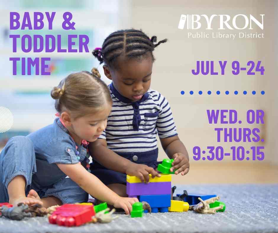 Photo of toddlers playing with event date.