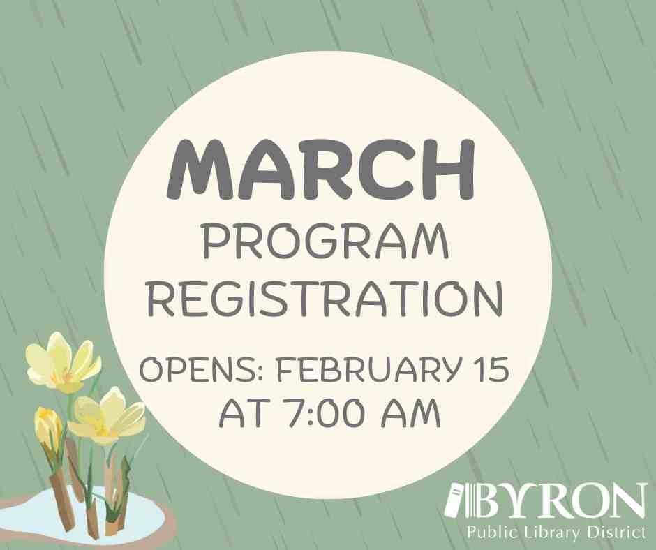 March program registration opens Feb. 15 at 7:00 am.