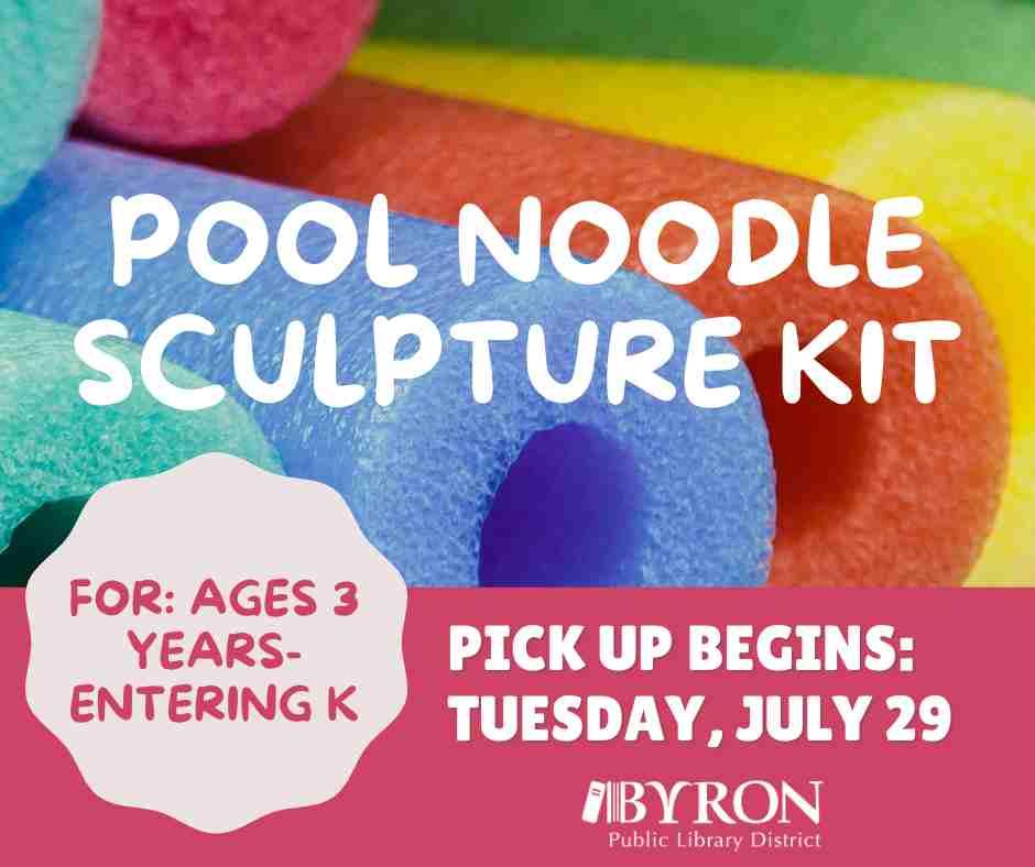 Pool noodle background with program information.