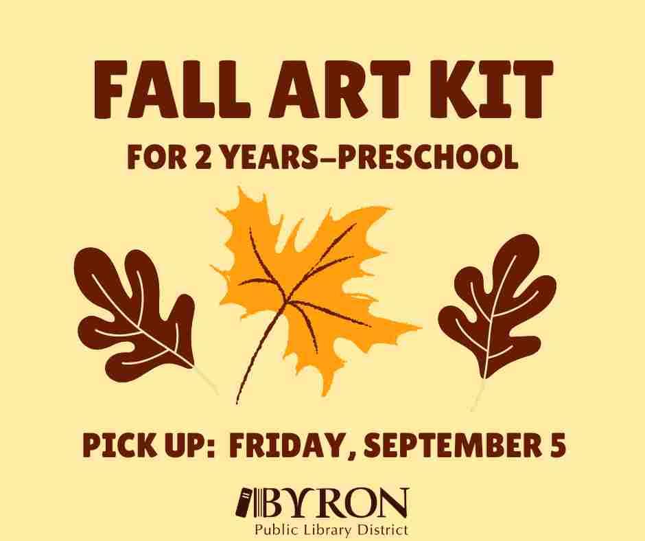 Graphic of fall leaves with kit pick up date.