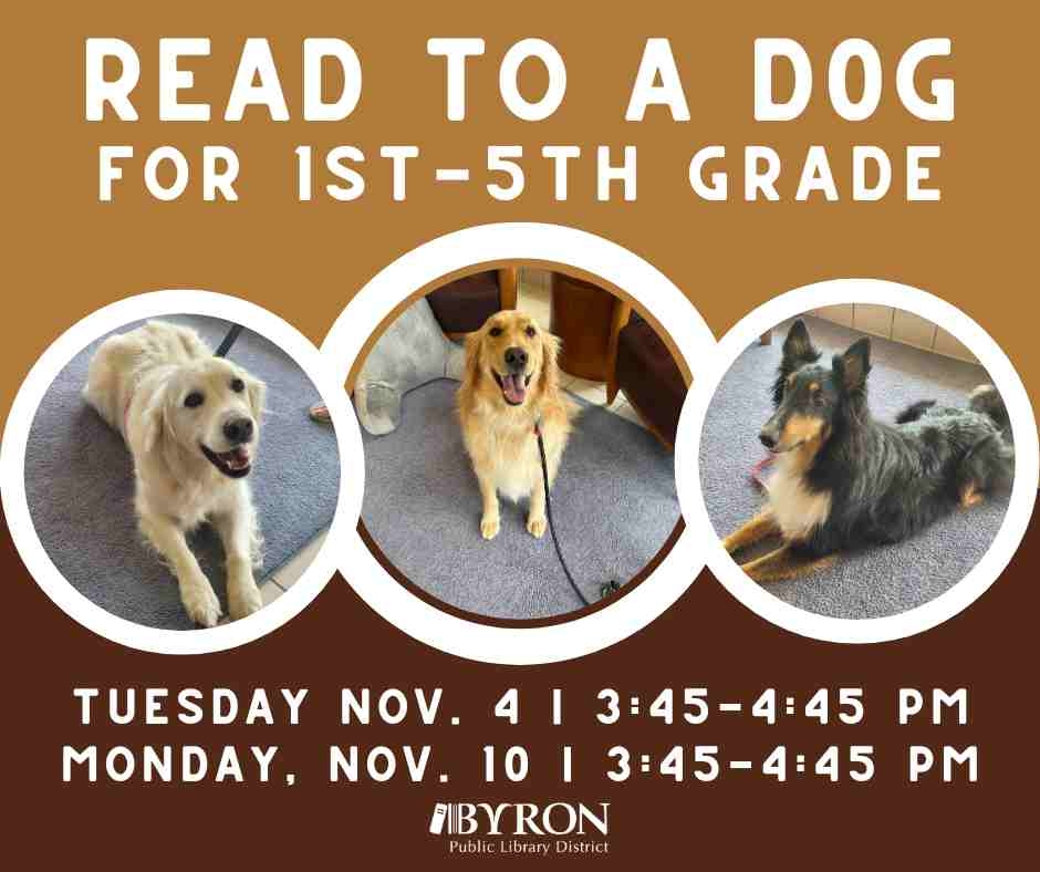 Photos of dogs with program dates.